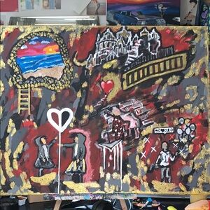 Abstract Red and Gold Canvas Art